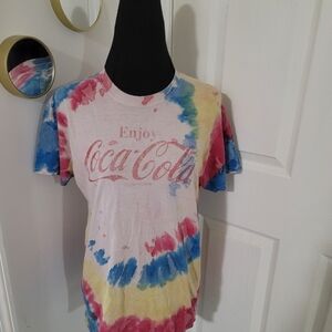 Coca Cola Colorful Tie-Dye Tee Hippie Rainbow Size Medium
